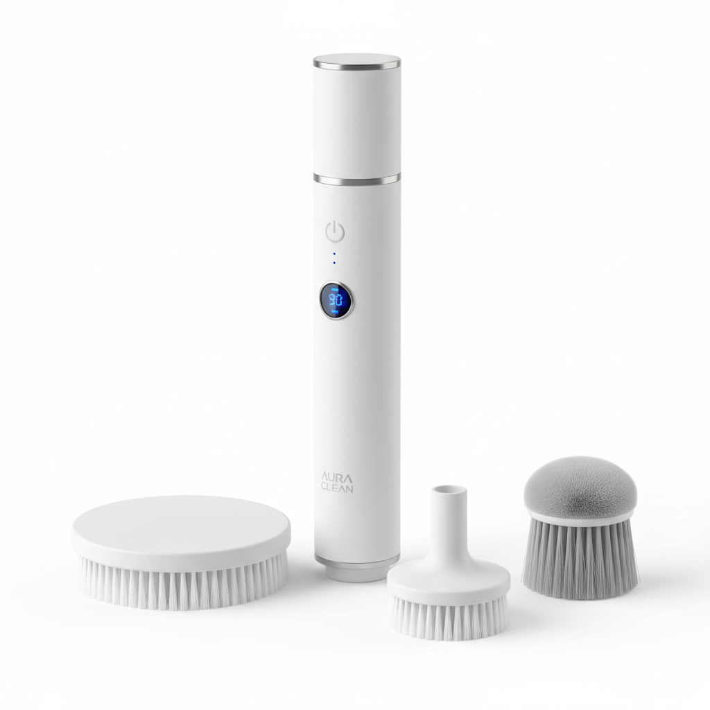 SpinClean Pro – Elektrisk Rengöringsborste med 4 Borsthuvuden